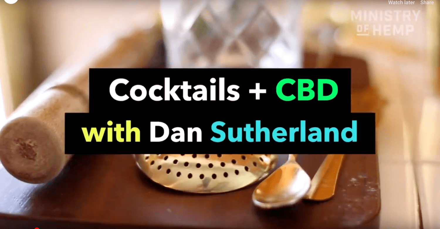 Video screenshot: Cocktails + CBD with Dan Sutherland. Ministry of Hemp and PlusCBD teamed up to bring you this CBD cocktail recipe.