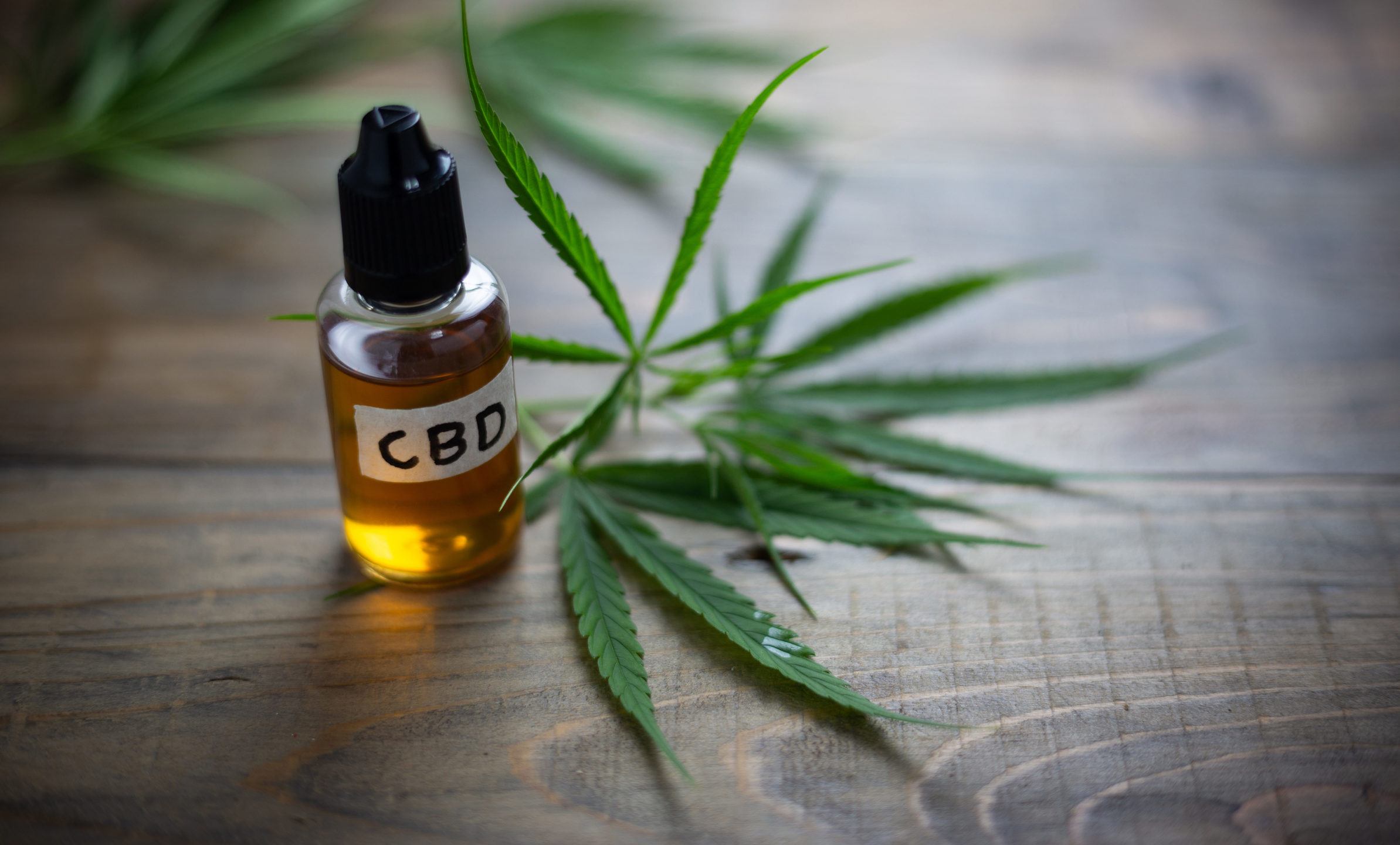 Our CBD buying guide will help you buy the right CBD oil for your needs. Photo: A dropper bottle of amber liquid, labeled "CBD," rests on a wooden table near some hemp leaves.